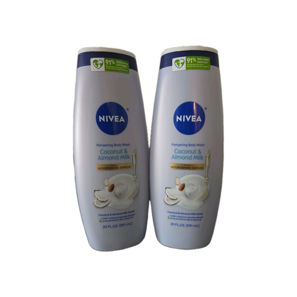 NIVEA Coconut & Almond‎ Milk Body Wash 20 fl oz Pack of 2 – Nourishing Serum New